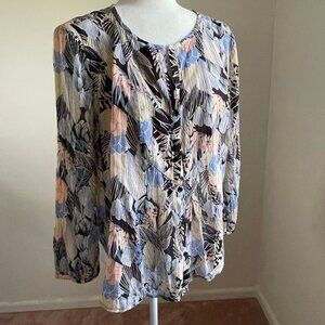 Lucky Brand Multi Color Tropical Blouse Size Medium